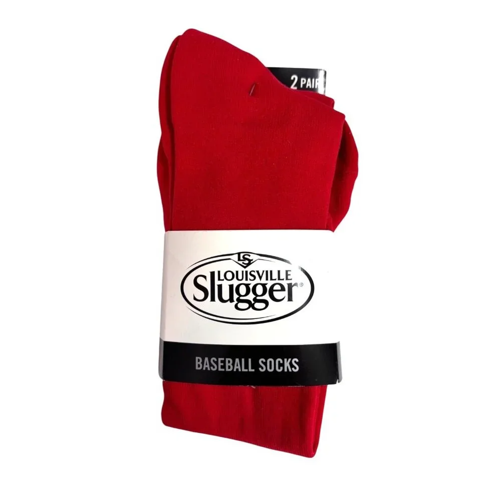 Louisville Slugger Youth Red Baseball Performance Knee-High Socks 2 Pair‎ Nylon